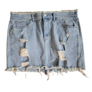 Express Distressed Denim Skirt